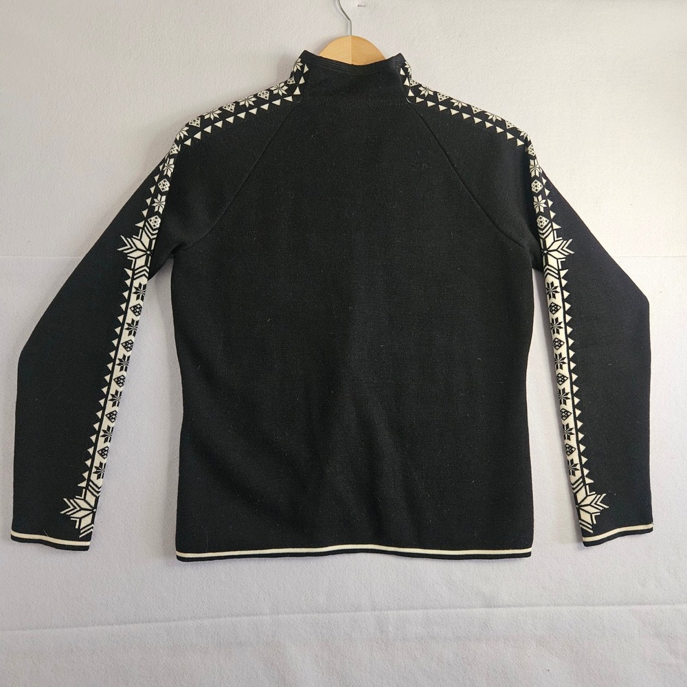 Dale of Norway Wool Quarter Zip Sweater Black Cream Snowflake Nordic Mens Large - Picture 10 of 13